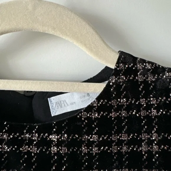 Zara Girl's Collection Black Plaid Dress Sparkly Size 8 - Picture 4 of 4